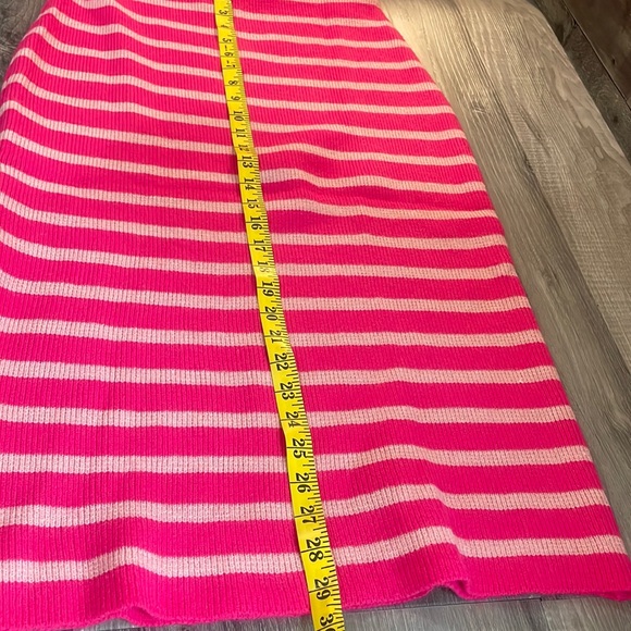 Strapless 2 piece sweater dress,skirt, tube top, Pink,white stripped, Large,New - Picture 3 of 8
